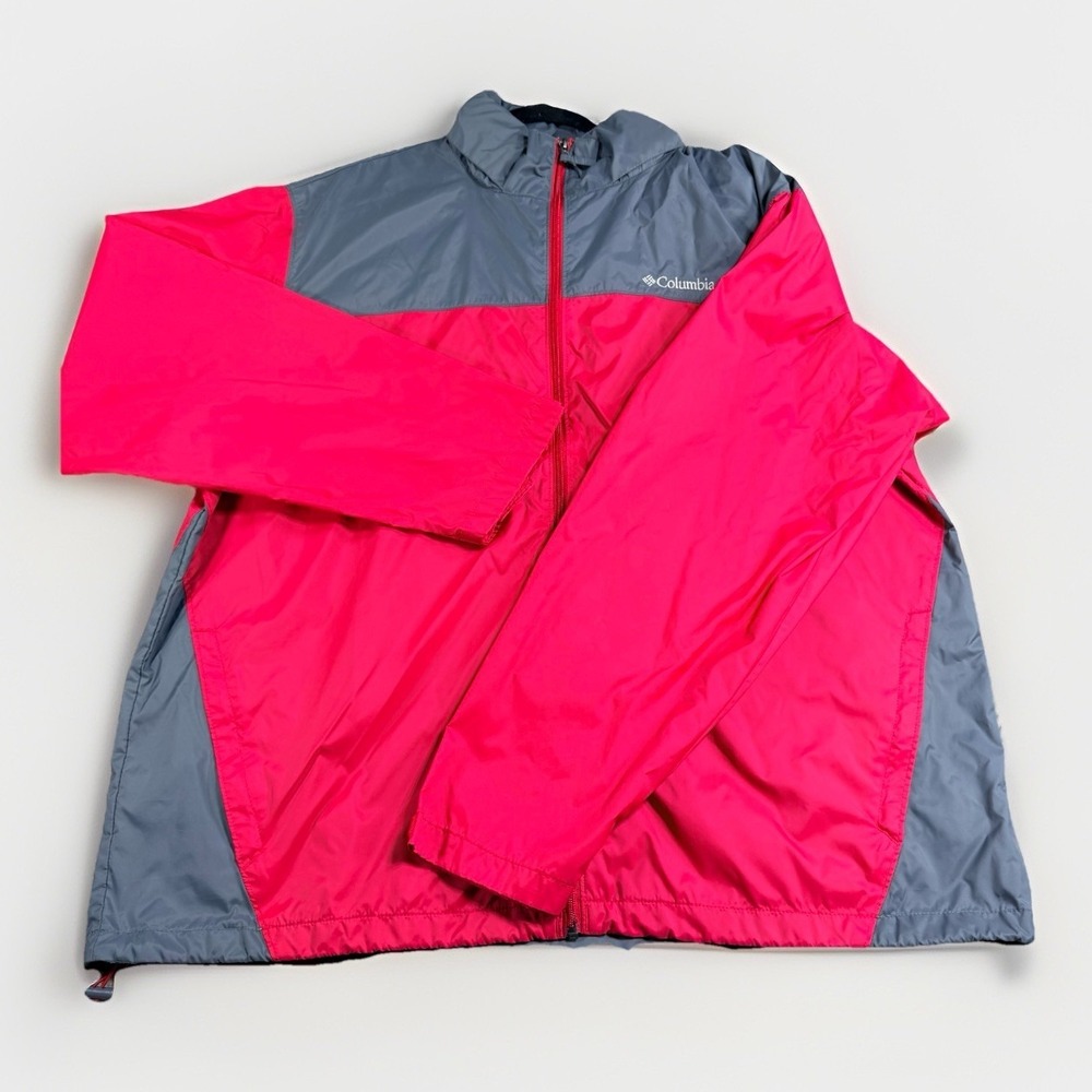 Columbia Men's XXL Glennaker Lake Rain Jacket Red‎ Gray Packable Hooded 2XL